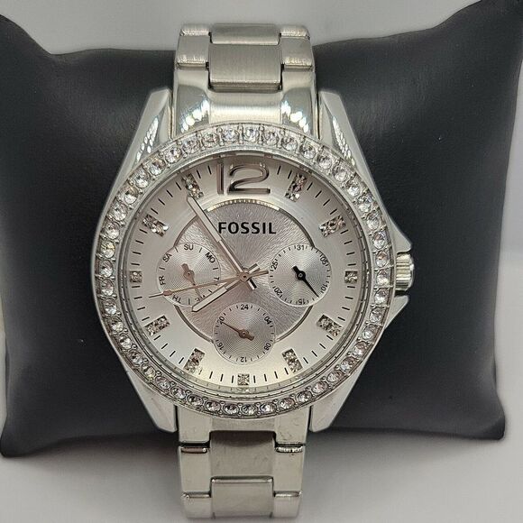 Fossil Riley ES3202 Womens Silver Stainless Steel Analog Dial Quartz Watch BC998 - Picture 1 of 10